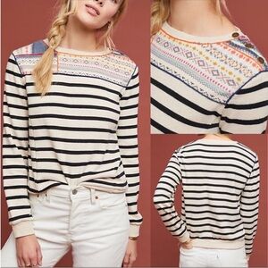 Maeve by Anthropologie Striped Pullover Sweater | Size Small | Breton Stripe